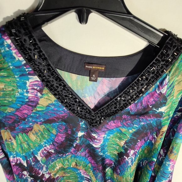 DANA BUCHMAN NWT X-LARGE BEADED BLOUSE VINTAGE - Picture 3 of 7